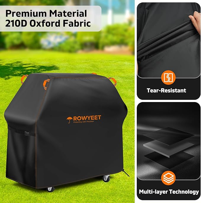 Grill Cover for Outdoor Grill, Universal Fit Oxford Waterproof BBQ Cover for Outside, Anti-UV Barbecue Gas Cover with Adjustable Hem for Weber, Nexgrill, Expert Grill and More (45" - 48")