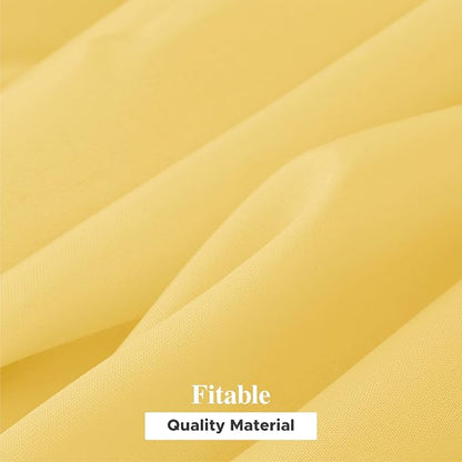 Fitable 6 Pack Rectangle Tablecloths, 70 x 108 Inch, Yellow | Wrinkle & Stain Resistant, Washable Polyester Fabric Cloth Cover, For Wedding, Party, Banquet, Formal Events