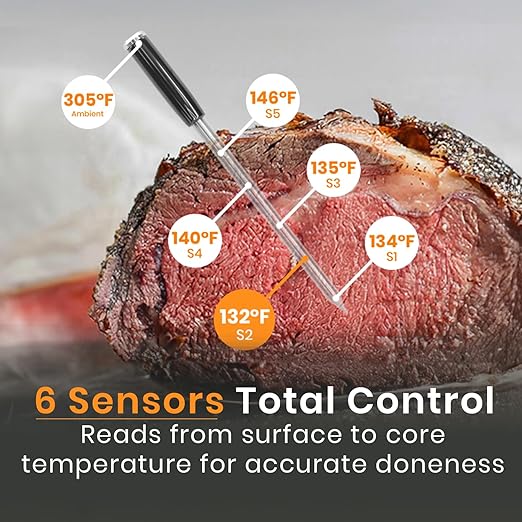 MeatStick V Prime Wireless Meat Thermometer, 1200°F Heat Resistance, Unlimited Range WiFi & Bluetooth, Smart Digital Probe for Grilling, Smoking, Sous Vide, BBQ, Air Fryer, Oven, Smoker