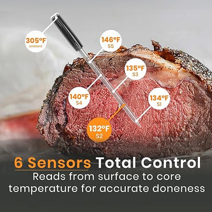 MeatStick V Prime Wireless Meat Thermometer, 1200°F Heat Resistance, Unlimited Range WiFi & Bluetooth, Smart Digital Probe for Grilling, Smoking, Sous Vide, BBQ, Air Fryer, Oven, Smoker