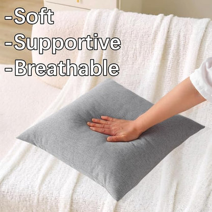 18" x 18" Throw Pillows, Outdoor Waterproof Pillows with Inserts, Square Decorative Pillows for Patio Furniture Garden Couch Sofa Home(Light Gray, Set of 4)