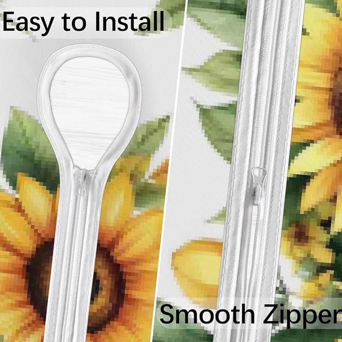 Sunflowers Outdoor Fitted Round Tablecloth with Umbrella Hole, 45"-56" Elastic Patio Table Cloth with Zipper Oil-Proof Waterproof Patio Table Cover for Picnic Party Spring Decoration