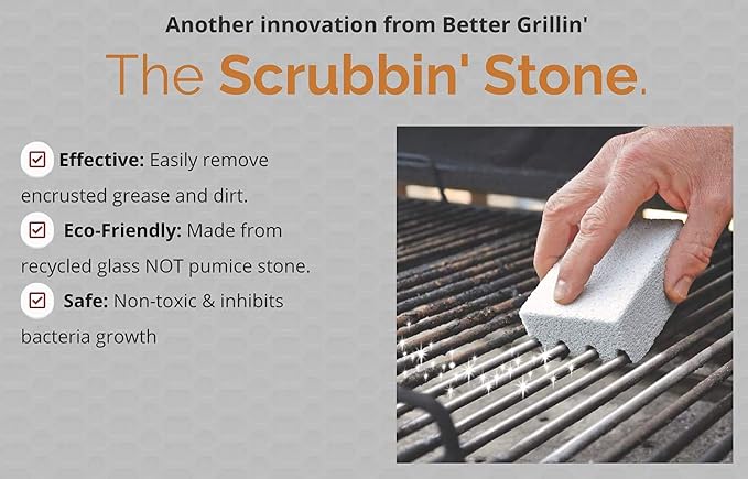 Better Grillin Scrubbin Stone Grill Cleaning Brick Block | Griddle Stone | Grill Stone Cleaning Block | Barbecue Grill Cleaner for BBQ, Griddle, & Racks (Pack of 3)