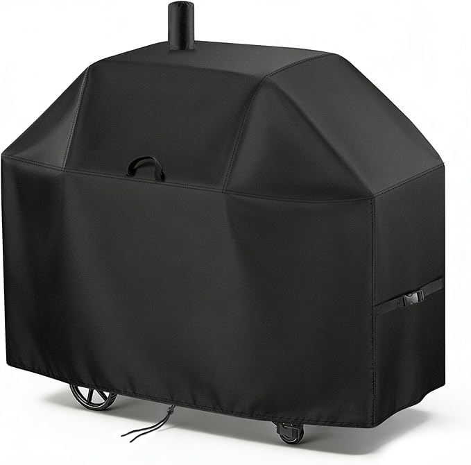 TheElves Grill Cover for Char-Griller 1733 Smokin Champ & CG30044223 Smokin Pro, 66" Outdoor Grill Covers Waterproof Heavy Duty for Barrel Grill Offset Smoker with Smoke Stack - 66" W x 29" D x 50" H
