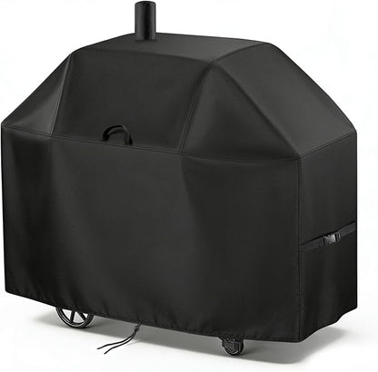TheElves Grill Cover for Char-Griller 1733 Smokin Champ & CG30044223 Smokin Pro, 66" Outdoor Grill Covers Waterproof Heavy Duty for Barrel Grill Offset Smoker with Smoke Stack - 66" W x 29" D x 50" H