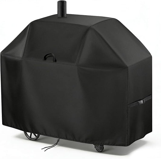 TheElves Grill Cover for Char-Griller 2175 Classic Cart Charcoal Grill, 58" Outdoor Grill Covers Waterproof Heavy Duty for Charcoal Grill Offset Smoker with Smoke Stack - 58" W x 29" D x 50" H