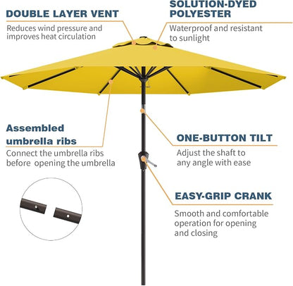 10FT Patio Umbrella, Outdoor Umbrella with Push Button Tilt and Crank, 8 Sturdy Ribs, UV Protection & Waterproof Market Umbrella for Pool, Backyard, Beach,Deck