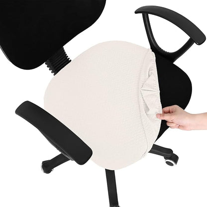 Smiry Office Computer Chair Seat Covers for Desk, Anti-dust Protector | Stretch Jacquard Removable Washable Desk Chair Seat Cushion Protectors, Ivory