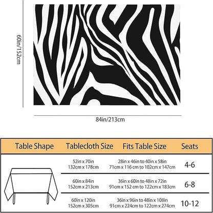 TKS MITLAN Zebra Stripes Black Decorative Rectangle Tablecloth Animal Skin Texture Polyester Table Cloths Kitchen Table Cover for Dining BBQ Picnic Coffee Table 60 x 84 Inch 6-8 Seats