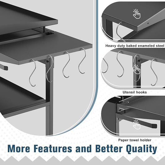 Foldable Griddle Side Shelf for Blackstone 28" Griddles, Large Griddle Side Table with Paper Towel Holder, 4 Utensil Hooks, Grill Accessories for Blackstone 28 Inch Griddles