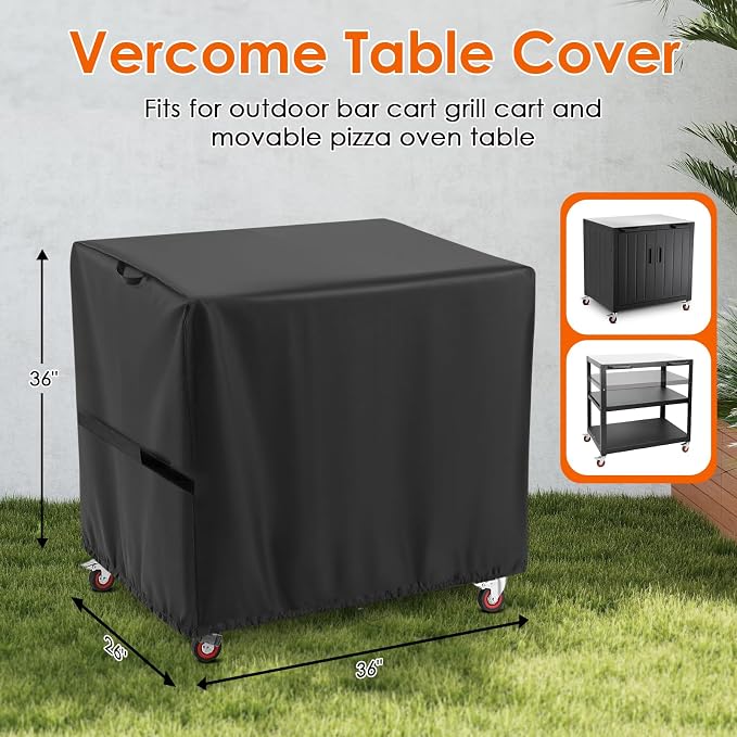 Grill Cart Cover for Feasto Storage Cart, 36 x 26 x 36 in | Waterproof outdoor cover for bar carts and patio/dining/kitchen carts, fits Feasto grill cart with storage cabinet