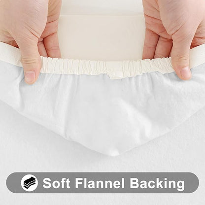 Smiry Rectangle Tablecloth, Elastic Fitted Flannel Backed Vinyl Tablecloths for 5ft Folding Tables, Waterproof Wipeable Table Covers for Indoor, Outdoor, Picnic and Camping (Beige, 36"x60")