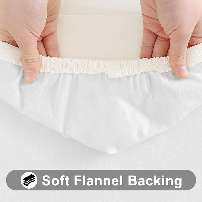 Smiry 2 Pack Rectangle Tablecloth, Elastic Fitted Flannel Backed Vinyl Tablecloths for 8ft Folding Tables, Waterproof Wipeable Table Covers for Outdoor, Indoor, Picnic and Camping (Beige, 30"x96")
