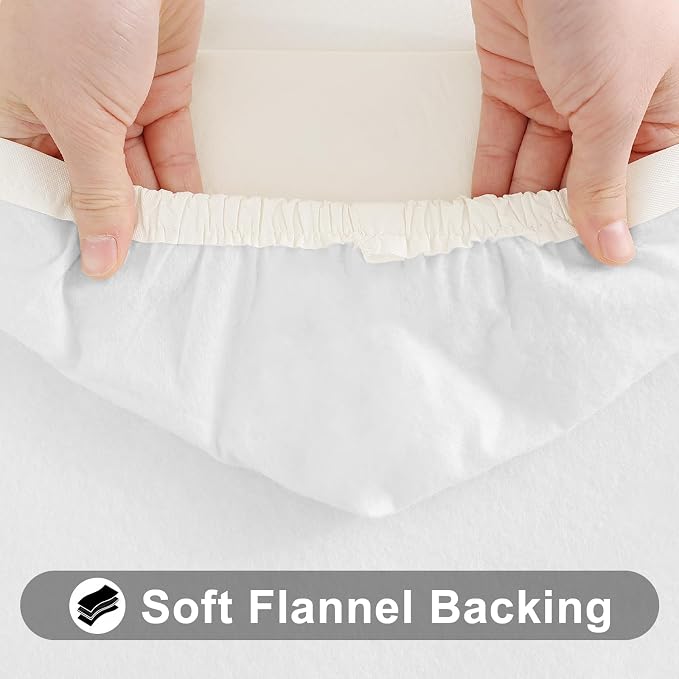 Smiry Rectangle Tablecloth, Elastic Fitted Flannel Backed Vinyl Tablecloths for 3ft Folding Tables, Waterproof Wipeable Table Covers for Indoor, Outdoor, Camping and Picnic (Beige, 34"x34")