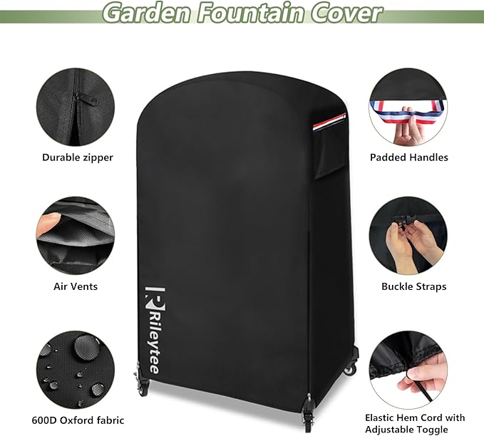 Rileytee Pizza Oven Cover for Blackstone 16 inch Standing Pizza Oven Model 6825/6824/6850,Outdoor Heavy Duty 600D Waterproof Dustproof Cover for Pizza Oven with Mobile Cart