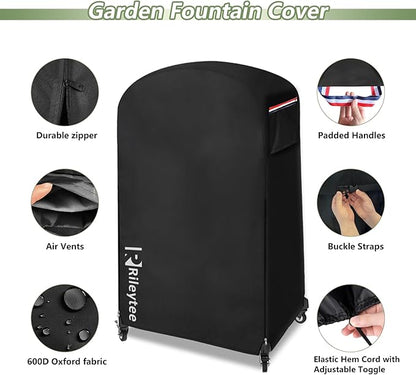 Rileytee Pizza Oven Cover for Blackstone 16 inch Standing Pizza Oven Model 6825/6824/6850,Outdoor Heavy Duty 600D Waterproof Dustproof Cover for Pizza Oven with Mobile Cart
