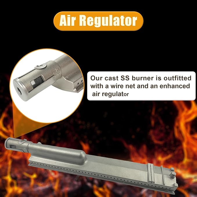 5 Pack Heavy Duty Cast Stainless Steel Grill Burners for Bull, Premium Outdoor BBQ Gas Grill Replacement Parts for Bull, Blaze, Cal Flame, Aussie, Grilljob, Turbo, Thermos, Nexgrill, etc.