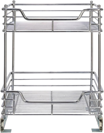 Household Essentials Chromed Steel 2-Tier Artisan Pull-Out Organizer