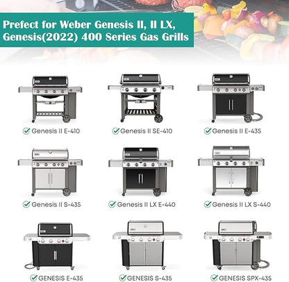 Cooking Griddle Inserts and Grate for Weber Genesis II 400 Series, Flat Top Grill Griddle for Weber Genesis II E-410 S-410 E-435 S-435 E/S-440 and More, Replace for 6789 Full-Size Griddle 66097