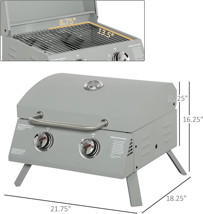 Portable Charcoal Grill with Lid and Thermometer for Outdoor Cooking, Foldable Legs and Removable Ashtray