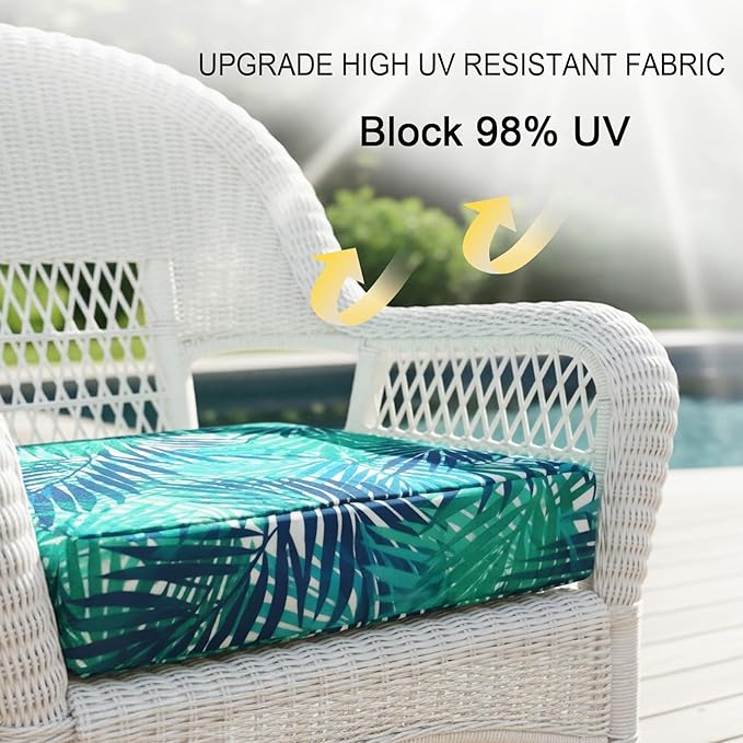 NettyPro Outdoor Cushion Cover Waterproof Patio Chair Seat Cushion Slip Cover 4 Pack, 20 x 18 x 4 Inch