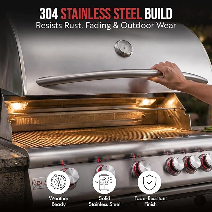 BLAZE BBQ Outdoor Package 7 of 40” LTE Built-in Natural Gas Grill, Gas Griddle, Gas Power Burner, Beverage Center, 39” Door &Three Drawers Combo, Trash Drawer, Double Access Door, and Accessories