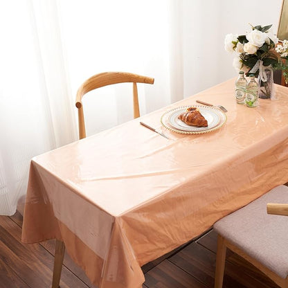 Clear Plastic Tablecloth Protector Rectangle 60x102 inch Waterproof Oilproof Stain Resistant Wipeable Table Cover for Dining Tables