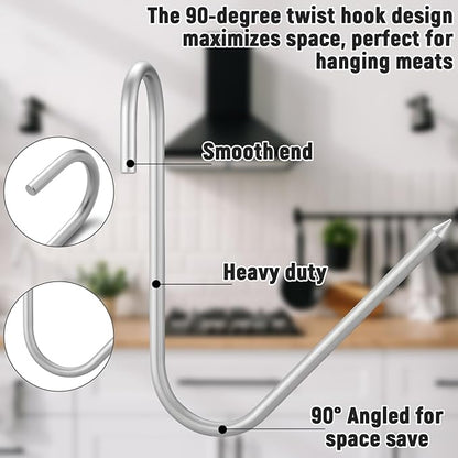 Teenyyou 6pcs Pit Barrel Cooker Meat Hooks, Stainless Steel Smoker Hooks for Smoking, Drying, Butchering, BBQ, Grilling, Jerky