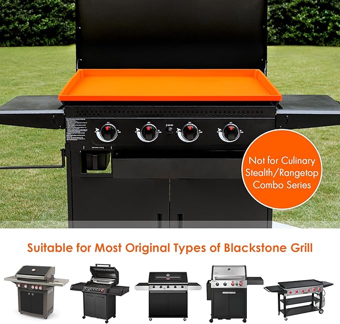 Silicone Griddle Mat Cover for Blackstone,All-Encompassing Coverage Heavy Duty Food Grade Silicone Grill Mat Cover, Nice Choice for Blackstone Griddle Protective Accessories (Orange-36inch)