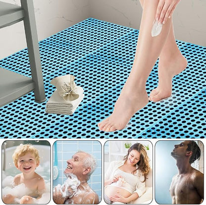 30 Pack Garage Floor Tiles, 12x12 Inch Interlocking Drainage Tiles | Non-Slip Deck Tile for Bathroom, Pool Deck, Gym, Garage, Kitchen & Wet Areas, Easy Splicing Anti-Fatigue Mat (Blue)