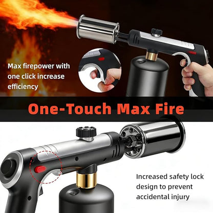 Propane Torch Gun, 3272°F Flame Thrower Gun, Charcoal Lighter with a Safety Lock ，Adjustable Flame Cooking Torch for Searing Steak, Sous Vide, Grill, BBQ & DIY (Propane Tank Not Included)