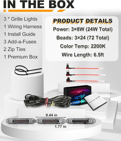 LED Grill Lights for Ford F150 2024-2026 Accessories XL Only, Amber | Direct-Snap F150 Front Grille Marker Lights, OEM-Style Fit, IP68 Waterproof, Raptor-Style Front-End Upgrade, Off-Road Ready