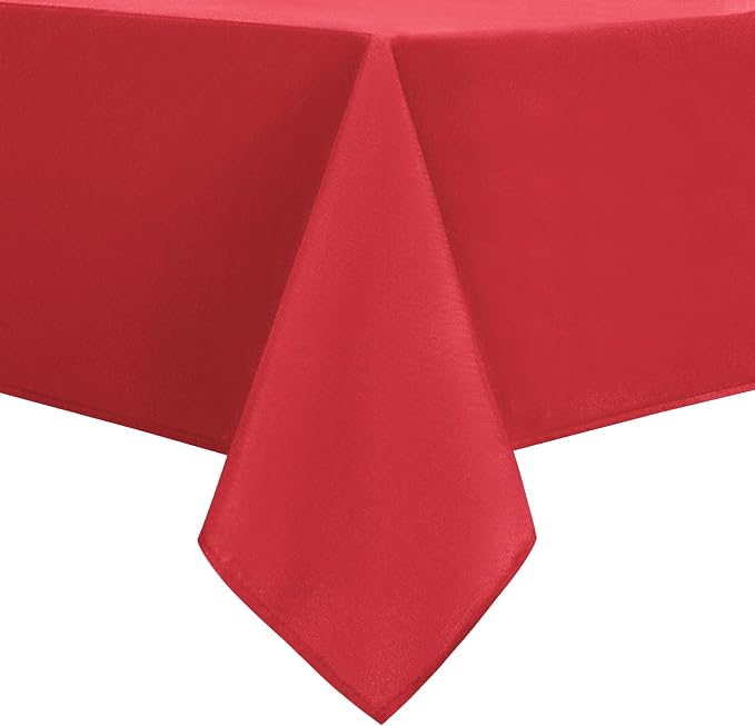 DWCN Red Christmas Square Tablecloth - 60 x 60 Inch - Waterproof Stain and Wrinkle Resistant Washable Table Cloth, Decorative Fabric Table Cover for Kitchen Dining Room Party and Outdoor Use