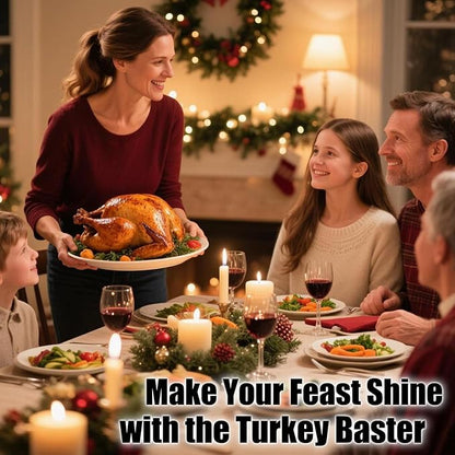Large Turkey Baster for Cooking - Premium Baster Syringe for Hot Liquids - Heat-Resistant Silicone Bulb, Easy-Grip Design with Cleaning Brush - Dishwasher Safe - Baste Food with Ease - Black