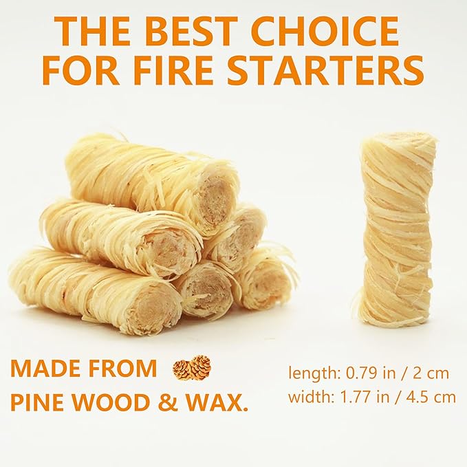Natural Fire Starter Sticks 80 Pack, Bulk Fire Starter for BBQ, Fireplace, Campfire & Charcoal Grilling, Long Burning, Easy to Light, No Chemicals