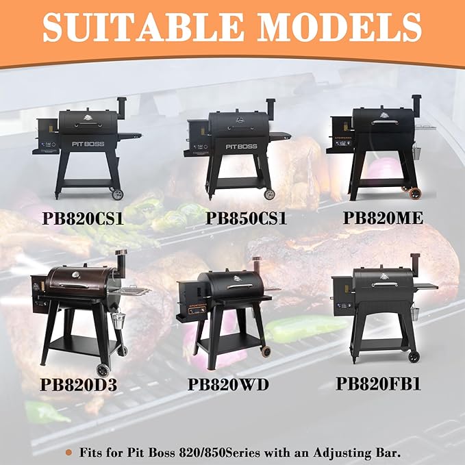 PB820 Flame Broiler Replacement Parts Kit for Pit Boss PB850 Series Pellet Grill Accessories, Adjustable Flame Broiler Slide Cover & Bottom Kit for Pit Boss 820D3, 850PS2, Heavy-duty Steel Grill Parts