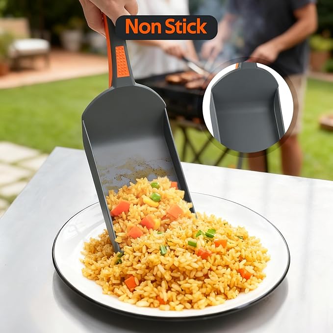onlyfire 4PCS Non Stick Griddle Kits for Blackstone Grilling Utensil Set Barbecue Accessories Tool for Outdoor Camp Chef and Cooking Including Grill BBQ Spatulas, Griddle Scoop, Barbecue Tong