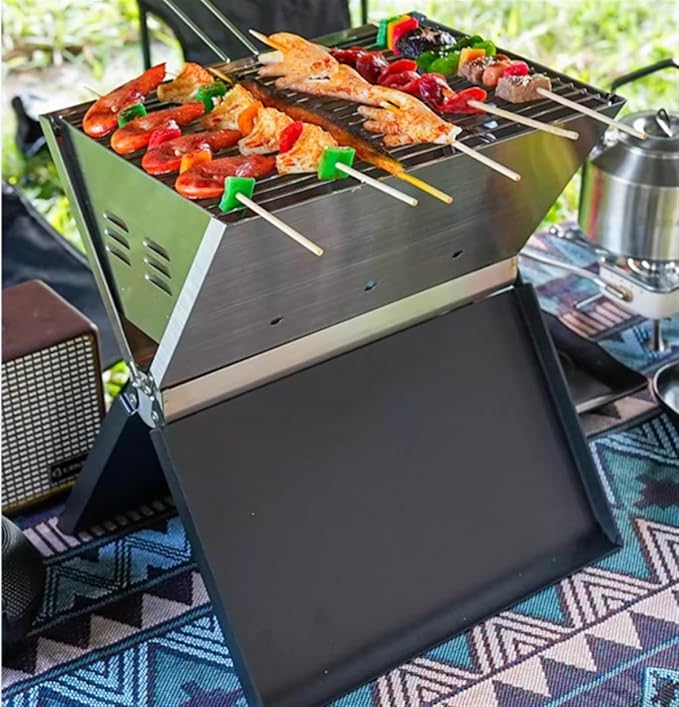 Barbecue Charcoal Grill Outdoor Portable Barbecue Grill Stainless Steel Folding Charcoal Grills for Campaing Charcoal BBQ Grill