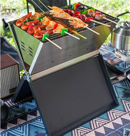 Barbecue Charcoal Grill Outdoor Portable Barbecue Grill Stainless Steel Folding Charcoal Grills for Campaing Charcoal BBQ Grill
