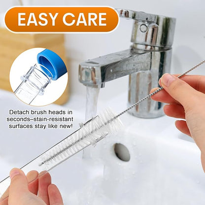 Boao 14 Pcs Heat-resistant Turkey Baster Cooking Set Includes 8 Pcs 11 Inch Large Syringe Turkey Baster, 2 Basting Brush, 4 Cleaning Brush, Meat, Food Injector for Poultry, Beef,Chicken(Classic Color)