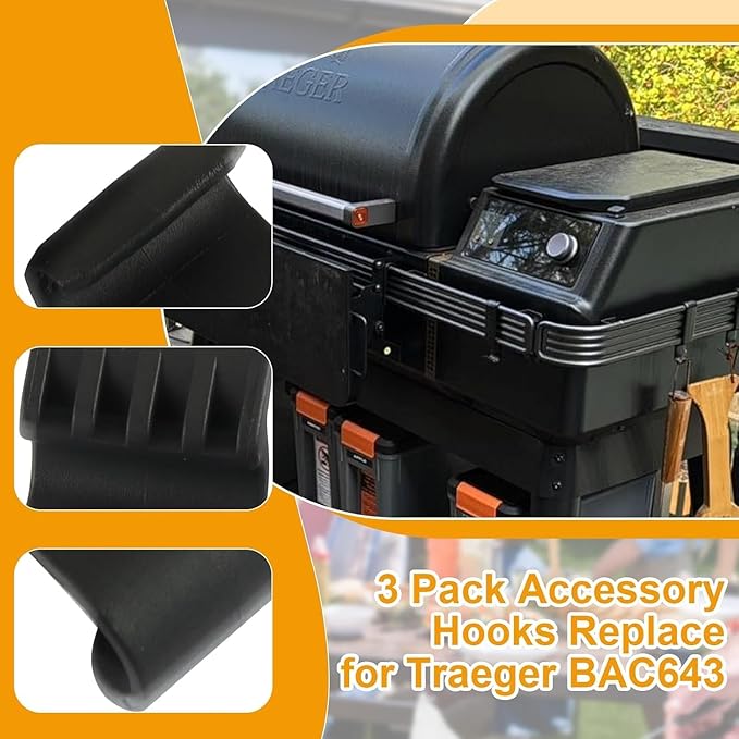 Roll Rack Hooks for Traeger Grills Ironwood, Timberline, Flatrock Series Accessories P.A.L. Pop-and-Lock Rail BAC644 BAC643 Adjustable Paper Holder Aluminum Foil Butcher Paper with 3 PCS Hooks