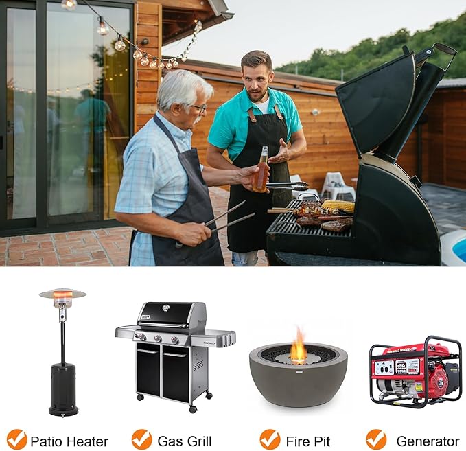 GasSaf 8 FT 1/2" ID Natural Gas Grill Hose with Quick Connect Fitting, Natural Gas Conversion Kit Suitable for Gas Grill, Generator, Patio Heater and More (with Sealing Tape)