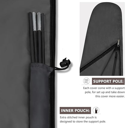 ULTCOVER Patio Parasol 600D Waterproof Clear Top Outdoor Umbrella Cover - Fits Solar Umbrella 8-11 Feet, Black