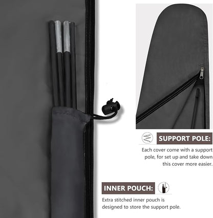ULTCOVER Patio Parasol 600D Waterproof Outdoor Market Umbrella Cover - Fits Market Umbrella Up to 12 Feet, Black
