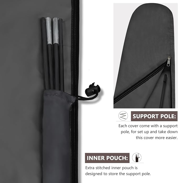 ULTCOVER Patio Parasol 600D Waterproof Outdoor Market Umbrella Cover - Fits Market Umbrella 7-10 Feet, Black