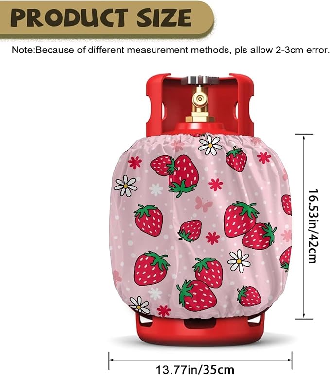Strawberry Propane Tank Cover 20lb Gas Tank Cover Outdoor 600D Heavy Duty Waterproof Covers Fits Standard 20 lb Cylinder, 13.7'' x 16.5''