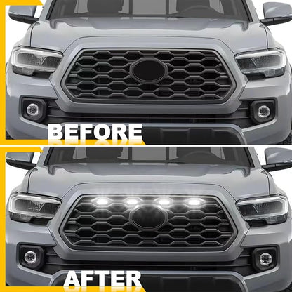 3D White Led Grills Lights for 2020-2023 Toyota Tacoma Raptor Light | 4pcs ,TRD Off Road Sport OEM Grill,Rapt0r Lights for Tacoma 6 LED Upgrade Grille Light