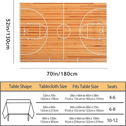 Basketball Court Decorative Rectangle Tablecloth Parquet Indoor Court Polyester Table Cloths Kitchen for Dining BBQ Picnic Coffee Table Cover 52 x 70 Inch 4-6 Seats