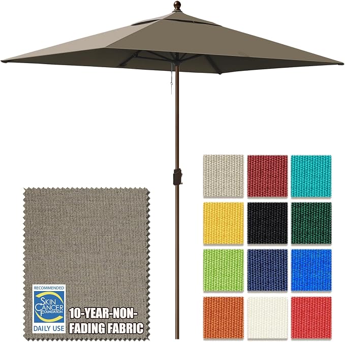 EliteShade USA 10-Year-Non-Fading 6.5x10Ft Rectangular Market Patio Umbrella, UPF 50+ UV Protection Performance Sun Umbrella, Heavy Duty Commercial Grade Outdoor Table Umbrella with Crank, Windproof Vented Top for Garden, Pool, Deck and Outdoor Playset...