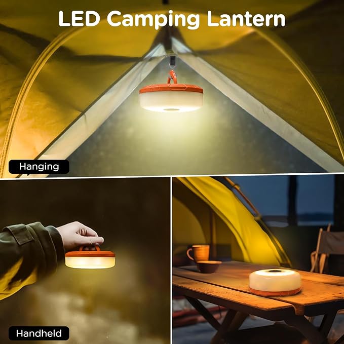 2-Pack Camping String Lights 4 in 1, 32.8FT Quick Storage 8 Modes | Portable Rechargeable Fairy Tent Lights String, Hanging Lantern LED Lamp for Outdoor Indoor Patio Decor Camping Essentials